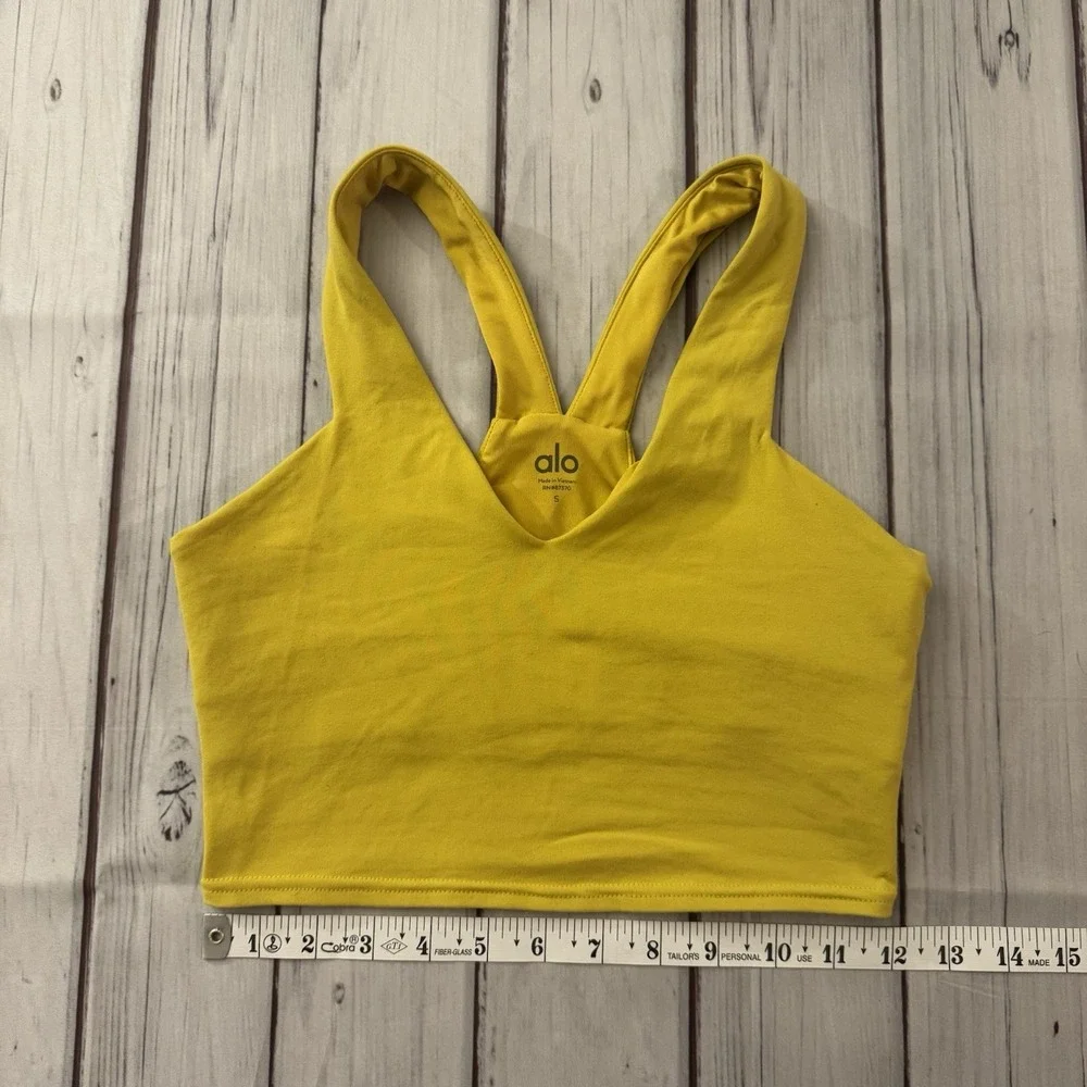 Alo Real Bra Tank Golden Yellow Size‎ Small Women's Workout Activewear Yoga